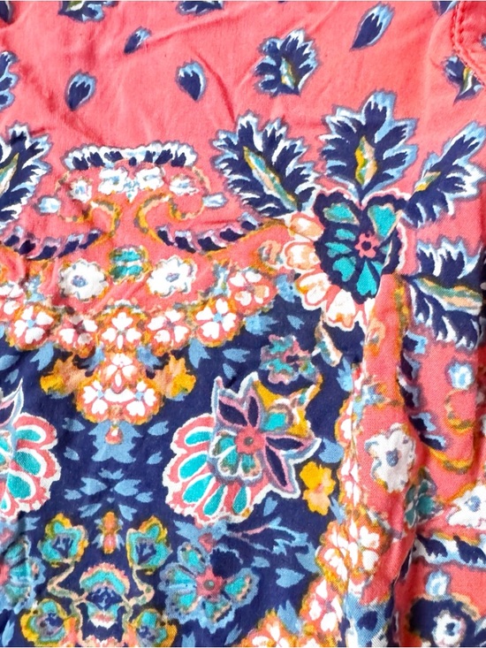 Red Carter Red Boho Tie-Front Tunic with Multicolor Mosaic Print - Picture 5 of 13